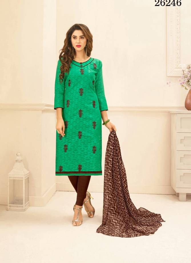 Muskan Mahotsav Designer Latest Fancy Casual Wear Cotton Jacquard Embroidered Dress Material Collection